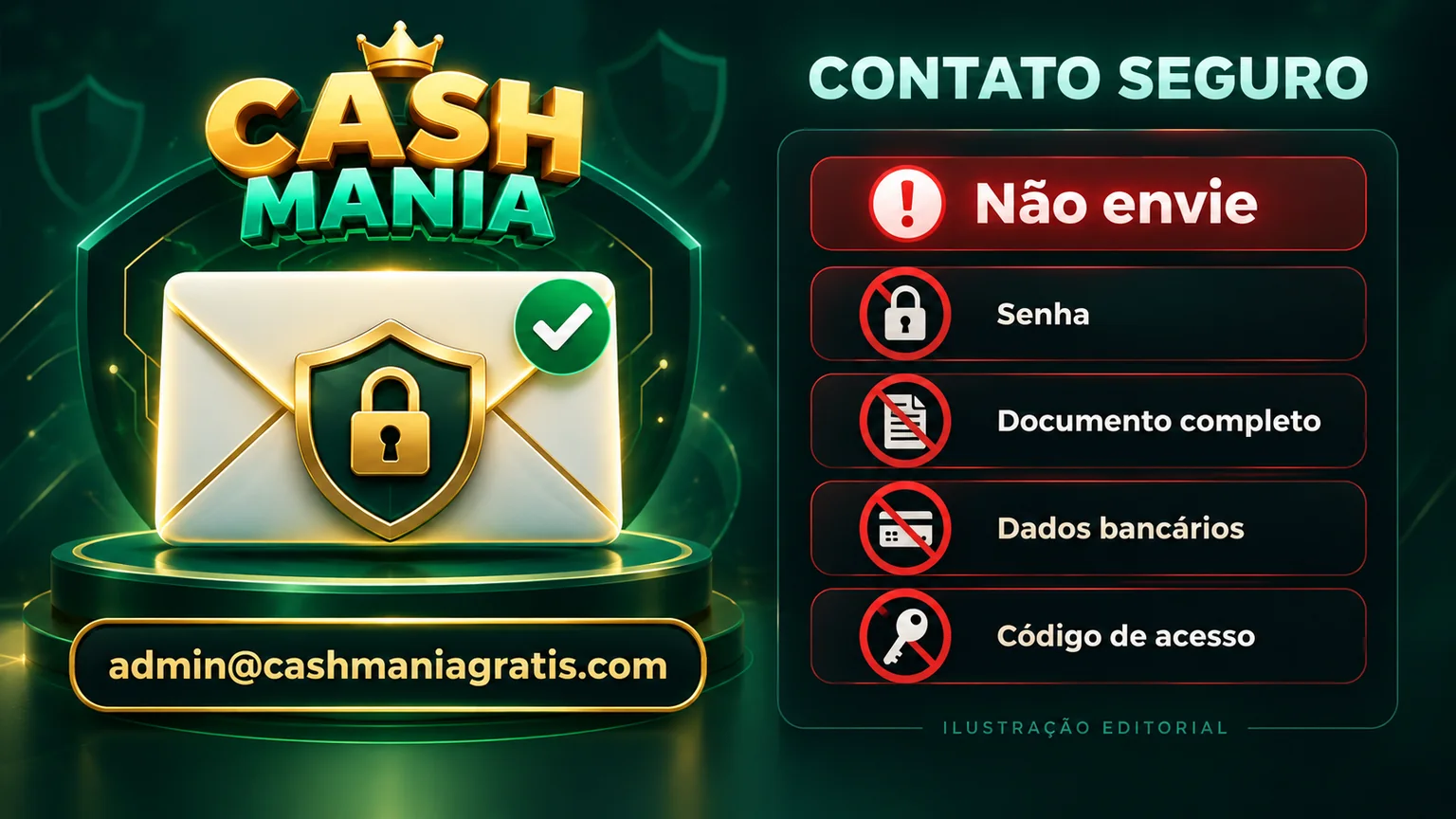 Checklist de contato seguro sem senha, documento ou dado financeiro