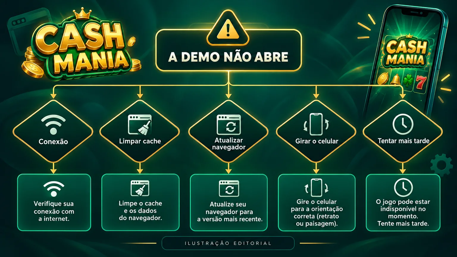 Árvore editorial de diagnóstico para tela branca, erro de provedor e carregamento infinito