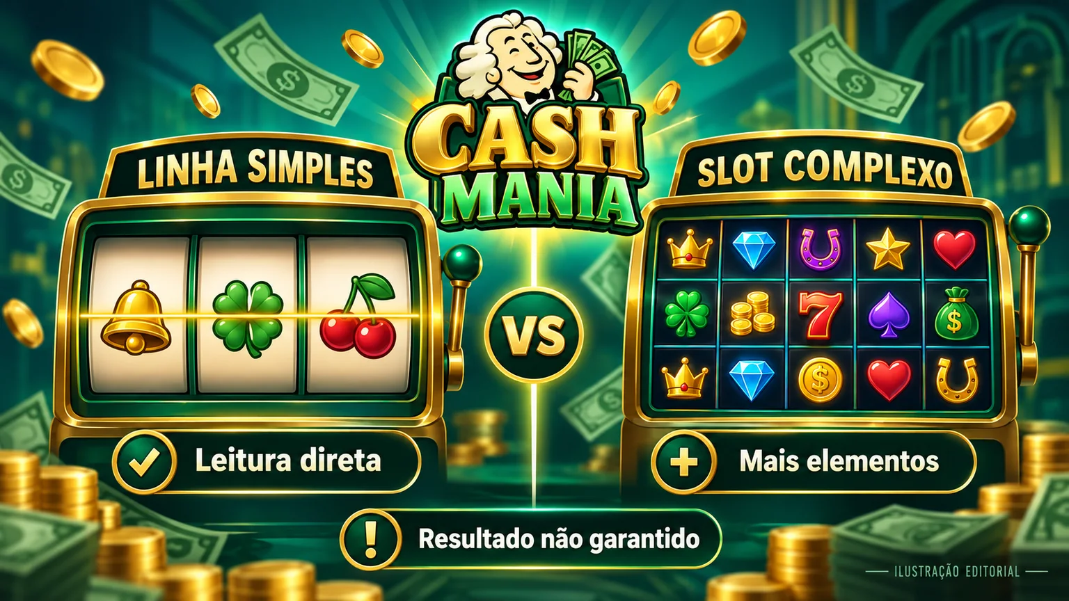 Comparação editorial entre uma linha simples e slots com múltiplas camadas