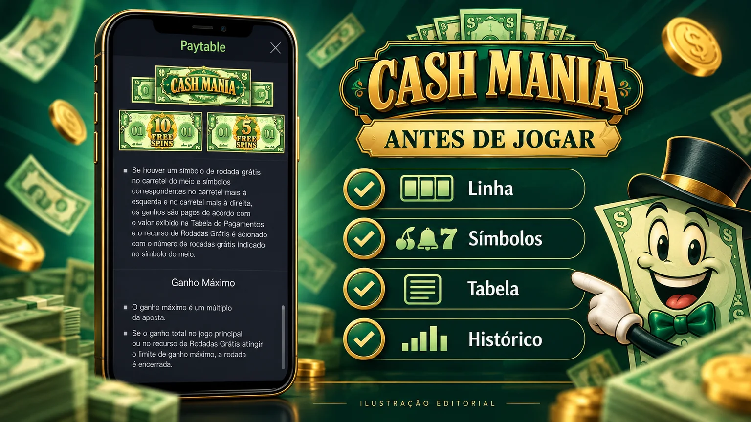Checklist visual para conferir linha, símbolos, tabela e histórico